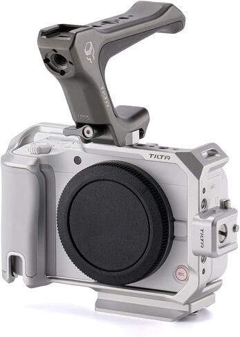 Tilta Camera Cage Base Kit متوافقة مع Canon R50 V - Silver | قفص كامل مع مقبض علوي الناتو المدمج | لوحة أساسية ARCA ، حذاء بارد ، 1/4 "-20 يتصاعد | تصميم خفيف ، تصميم وحدات in Saudi Arabia