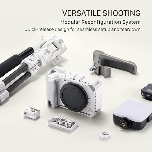 Tilta Camera Cage Base Kit متوافقة مع Canon R50 V - Silver | قفص كامل مع مقبض علوي الناتو المدمج | لوحة أساسية ARCA ، حذاء بارد ، 1/4 "-20 يتصاعد | تصميم خفيف ، تصميم وحدات in Saudi Arabia