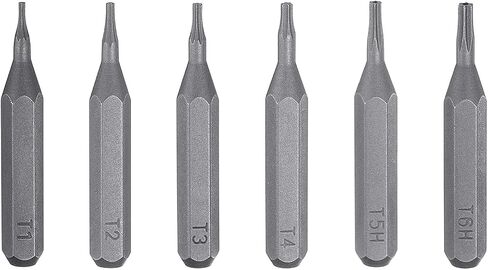 HARFINGTON 6pcs T1-T6H Torx Screwdriver Bit Set 5/32" Hex Shank 28mm Length Magnetic Star 6 Point Head Hex Bits S2 Steel Screw Driver Bit for Electric Manual Screwdrivers Precision Repair in Saudi Arabia