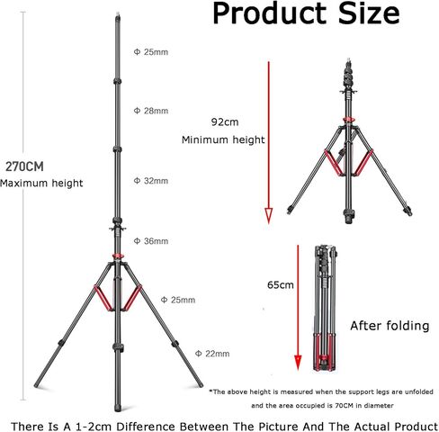 C يقف ، سعة الحمل الحاملة 4.5 كجم ، بحد أقصى 270 سم من سبيكة الألومنيوم حامل ، لاستوديو Softbox للتصوير الفوتوغرافي in Kuwait