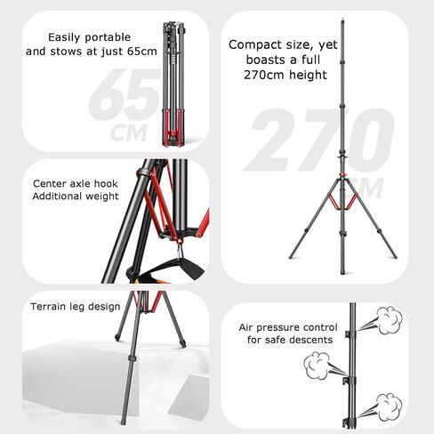C يقف ، سعة الحمل الحاملة 4.5 كجم ، بحد أقصى 270 سم من سبيكة الألومنيوم حامل ، لاستوديو Softbox للتصوير الفوتوغرافي in Kuwait