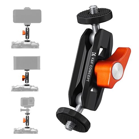 K & F Concept Dual Ball Heads Magic Heads ، ومرض ذراع سحري صغير مع 1/4 "-20 برغي ، 360 درجة ، رأس الكرة الدوارة ، ذراع شاشة كاميرا ألومنيوم للكاميرا والضوء والميكروفون والمراقبة in Saudi Arabia