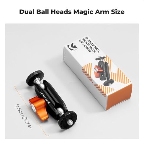 K & F Concept Dual Ball Heads Magic Heads ، ومرض ذراع سحري صغير مع 1/4 "-20 برغي ، 360 درجة ، رأس الكرة الدوارة ، ذراع شاشة كاميرا ألومنيوم للكاميرا والضوء والميكروفون والمراقبة in Saudi Arabia