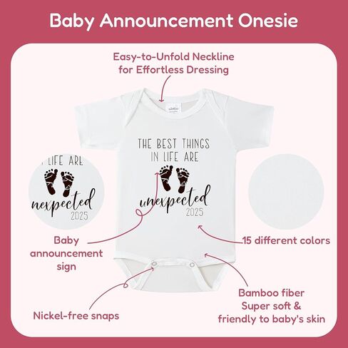 The Best Things in Life Are Unexpected Pregnancy Announcement Bodysuit,Pregnancy Announcement Gift for Grandma in Saudi Arabia