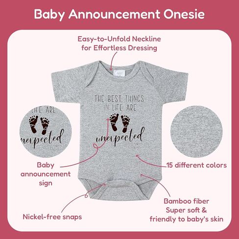 The Best Things in Life Are Unexpected Pregnancy Announcement Bodysuit,Pregnancy Announcement Gift for Grandma in Saudi Arabia