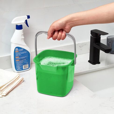 8 Pcs Red Sanitizing Bucket 3 Quart Cleaning Bucket Small Detergent Square Bucket, Spout and Handle Plastic Utility Cleaning Pail for Kitchen School Home Offices Commercial Use in Saudi Arabia