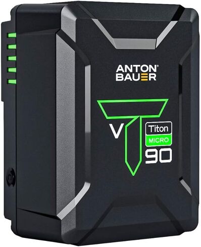 Anton Bauer Titon Micro 90 V-Mount, 98Wh 14.4V Battery, Professional Camera Rig for Batteries, Camera Accessory, Camera Mount, Lithium Battery Pack, Battery Replacement, Quick Release Battery | 94Wh V-Mount battery with 10A current and USB port for cine c in Saudi Arabia