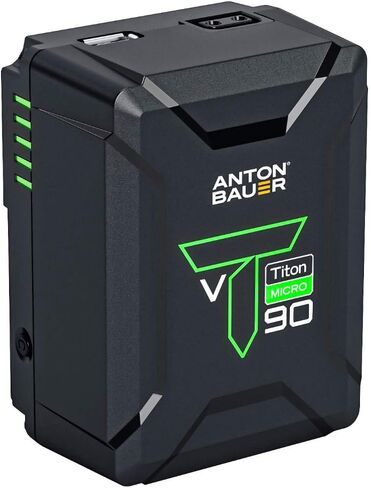Anton Bauer Titon Micro 90 V-Mount, 98Wh 14.4V Battery, Professional Camera Rig for Batteries, Camera Accessory, Camera Mount, Lithium Battery Pack, Battery Replacement, Quick Release Battery | 94Wh V-Mount battery with 10A current and USB port for cine c in Saudi Arabia