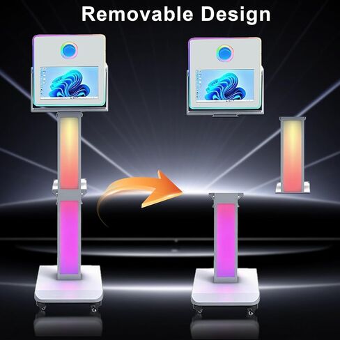 آلة كشك الصور 15.6 بوصة سيلفي سيلفي شاشة تعمل باللمس فوتوبوث مع ضوء RGB ، كشك صور المرآة مع حالة طيران لأحداث حفل الزفاف (آلة+طابعة صغيرة) in Kuwait