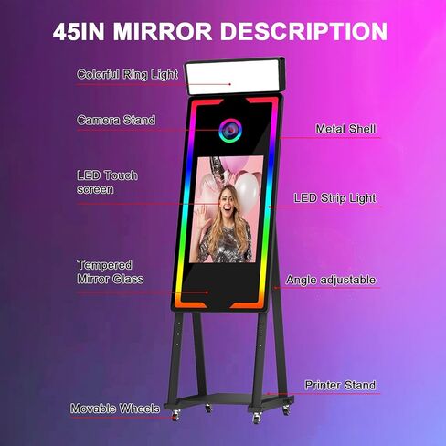 Magic Mirror Photo Booth 45 '' مع الكاميرا والطابعة ، 22 ' in Kuwait