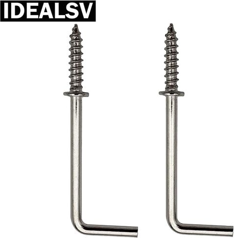 IDEALSV 2 Inch 1 Shape Screw Hooks L Shape Hooks 7 Shape Hooks Black (20 Pack) in Kuwait