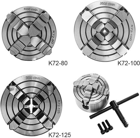 125 مم تشاك 4 الفك 5 "مخرطة مستقلة الفك القابل للعكس Sanou K72-125 لحفر طحن الخشب (اللون: K72-125 ملم: صغير) (K72 100mm) in Saudi Arabia