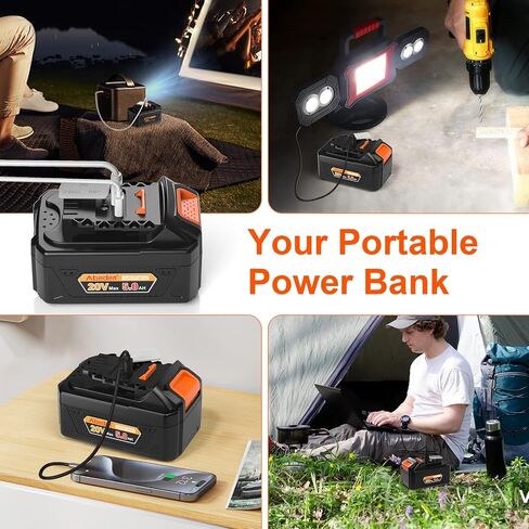 Abeden 20V Max Battery 5.0AH استبدال بطارية DeWalt مع شاحن DCB112 وشحن AC ، أوضاع الشحن المزدوجة in Saudi Arabia