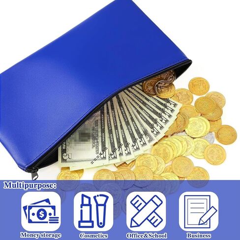 3 Pcs Money Bag with Zipper Bank Bag 11 x 6 Inch Security Bank Deposit Bag PU Leather Money Pouch Leatherette Zippered Coin Cash Bag Utility Check Wallet Cosmetic Tool(Green) in Kuwait