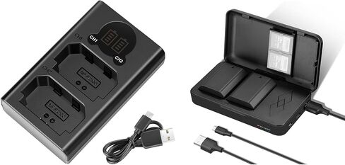 Neewer Dual USB Charger لبطارية Sony NP-FZ100 ، متوافقة مع Sony ZV-E1 ، FX3 ، FX30 ، A1 ، A9 II ، A7R V ، A7S III ، A7 IV ، A6600 ، A7C Cameras ، 2280mAh NP-FZ100 PLACK 2 PACK in Saudi Arabia