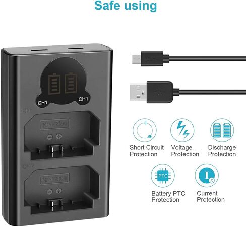 Neewer Dual USB Charger لبطارية Sony NP-FZ100 ، متوافقة مع Sony ZV-E1 ، FX3 ، FX30 ، A1 ، A9 II ، A7R V ، A7S III ، A7 IV ، A6600 ، A7C Cameras ، 2280mAh NP-FZ100 PLACK 2 PACK in Saudi Arabia