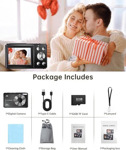 الكاميرات الرقمية 4K Flatic 4K للتصوير الفوتوغرافي ، الكاميرا الرقمية لـ Tenns مع بطاقة TF 32 جيجابايت ، كاميرا للتصوير الفوتوغرافي (R2L-2) in Kuwait