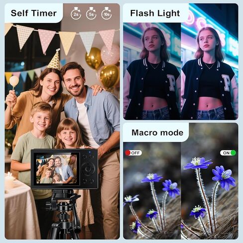 S1 Digital Camera for Kids & Beginners ، Point Autofocus Point و Shoot Camera مع شاشة IPS ، تكبير 16x ، مرشحات العدسات الماكرو ، المؤقت الذاتي ، بطاقة 32 جيجابايت - Pink (الرقمية 4K UHD 1080p FHD) in Kuwait