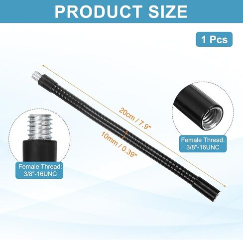 Patikil 20 "Groenseck ، 3/8" أنثى إلى ذكور الخيط المعدني Universal خراطيم مرنة ARM GOSONECK أنبوب التمديد لكاميرا الحركة ، الهاتف ، الميكروفون ، الأسود in Kuwait