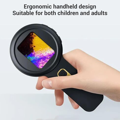 fosa Portable Digital Microscope, 200X Magnification Handheld Magnifier, Digital Magnifying Glass with 2 Inch Screen 16 LED Lights, for Jewelry Appraisal Nature Observation (Black) in Kuwait
