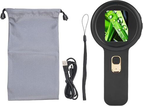 fosa Portable Digital Microscope, 200X Magnification Handheld Magnifier, Digital Magnifying Glass with 2 Inch Screen 16 LED Lights, for Jewelry Appraisal Nature Observation (Black) in Kuwait
