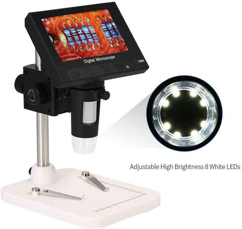 1000x 2.0MP Dm4 4.3 inch 8 LED LCD Display USB Digital Electronic Microscope Magnifier Video VGA for PCB Motherboard Jewelry in Saudi Arabia