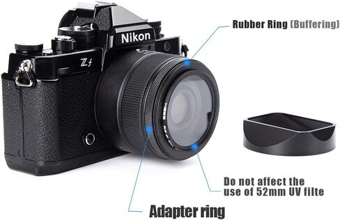 الظل غطاء محرك السيارة المعدني مع غطاء عدسة لنيكور Z 40mm F2 ， لـ Nikkor Z 28mm F/2.8 ， متوافق مع مرشح الأشعة فوق البنفسجية 52 مم (سبيكة الألومنيوم أسود) in Kuwait