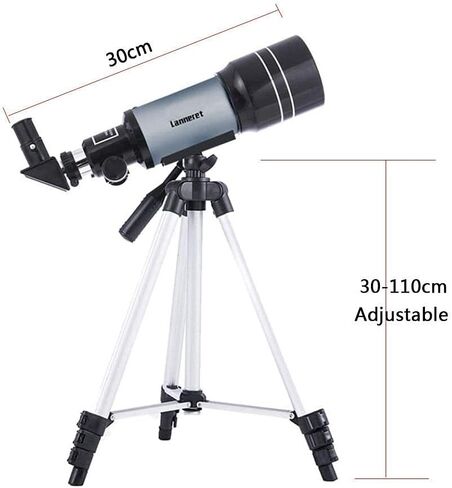 Astronomical Telescope 300mm Focal Length 70mm Aperture Refractor Monocular Telescope 150X Lens with Tripod Moon Filter Night Vision Stargazing in Kuwait