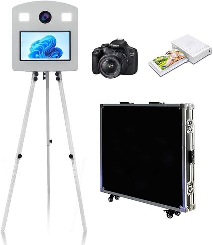 Portable Mirror Photo Booth with 15.6" Touchscreen, APP Control & RGB Light, DSLR Photo Booth Machine Includes Flight Case for Wedding Parties Events Rental Graduation (Photo Booth + Printer + Camera) in Kuwait