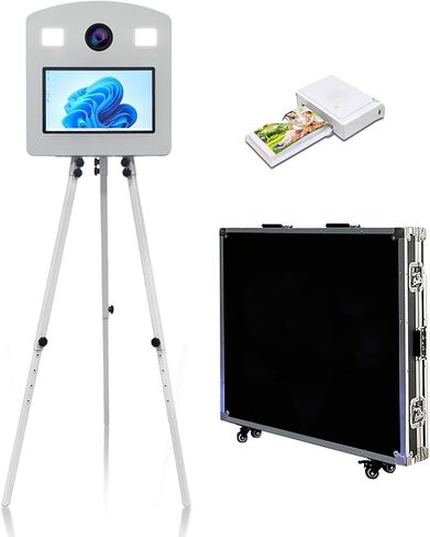 Portable Mirror Photo Booth with 15.6" Touchscreen, APP Control & RGB Light, DSLR Photo Booth Machine Includes Flight Case for Wedding Parties Events Rental Graduation (Photo Booth + Printer + Camera) in Kuwait