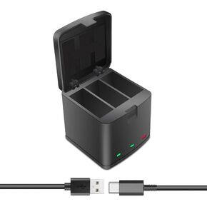 REFLEX CAMERA 3-Channel Battery Charger & Storage Case for GoPro Hero 12/11/10/9 | Fast Type-C Charging Dock for Action Cameras | Compact Portable Power Station for 3 Batteries in Saudi Arabia