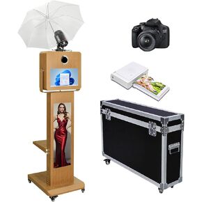 Soft-Light Umbrella Photo Booth Machine with Mirror Touch Screen and LCD Split Screen Photo Booth Selfie Station Shell Stand Photobooth Machine for Events (Machine+Camera) in Saudi Arabia