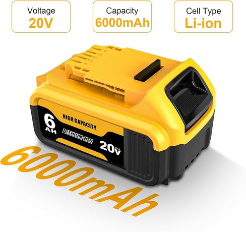 2pack 20V 6.0Ah Replacement for Dewalt 20V Max Battery Compatible with DCB206 DCB205 DCB204 DCB203 DCB201 Lithium Batteries for Dewalt 20V Cordless Tools in Saudi Arabia