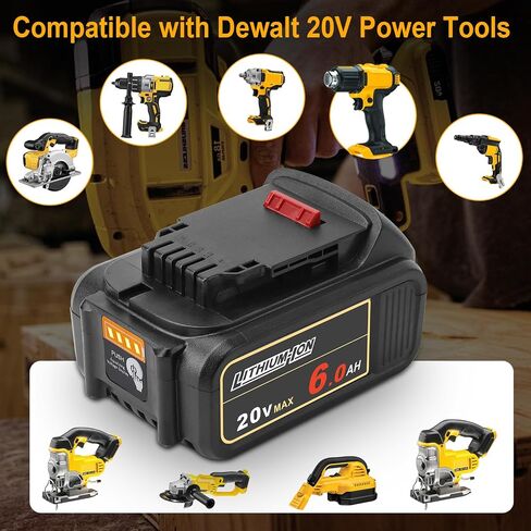 2pack 20V 6.0Ah Replacement for Dewalt 20V Max Battery Compatible with DCB206 DCB205 DCB204 DCB203 DCB201 Lithium Batteries for Dewalt 20V Cordless Tools in Saudi Arabia