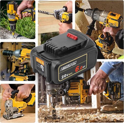 2pack 20V 6.0Ah Replacement for Dewalt 20V Max Battery Compatible with DCB206 DCB205 DCB204 DCB203 DCB201 Lithium Batteries for Dewalt 20V Cordless Tools in Saudi Arabia