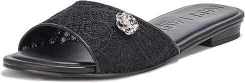 KARL LAGERFELD Women's Celin Floral Flat Sandal with Flower Pin Slide in Saudi Arabia