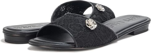 KARL LAGERFELD Women's Celin Floral Flat Sandal with Flower Pin Slide in Saudi Arabia