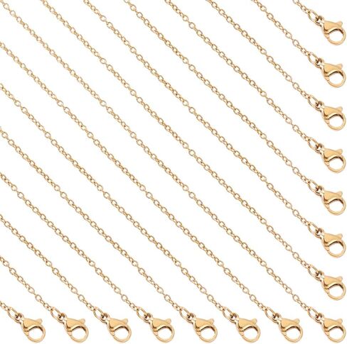 NBEADS 10 فروع 17.7 بوصة سلاسل صنع المجوهرات مطلية بالذهب الوردي، سلاسل قلادة السائبة 304 الفولاذ المقاوم للصدأ قلادة ربط سلسلة كابل مع المشابك جراد البحر لصنع المجوهرات in Saudi Arabia