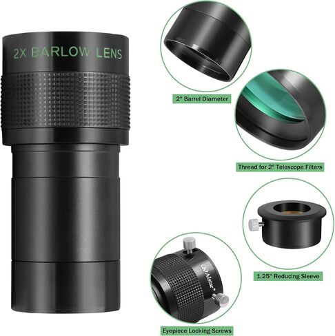 alstar 8-24mm Telescope Zoom Eyepiece - حزمة مع - 2 بوصة Ed 2x Barlow Lens in Saudi Arabia