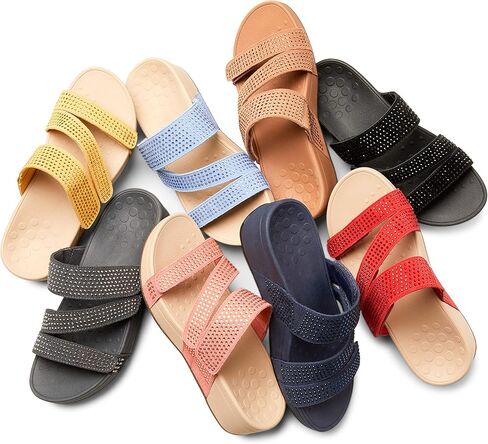 Vionic Women's Pacific Alexis Platform Sandal - Ladies Aldable Straps Slide Slide تتضمن راحة ثلاثية من المنطقة مع دعم قوس العظام المخفية in Kuwait