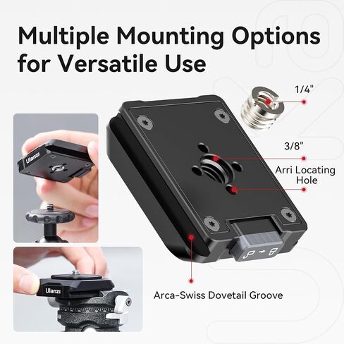 ULANZI UKA03 MATTER QUICE FERESS BASE ، محول ثلاثيات الكاميرا TRIPOD TRUPOD F38 QR مع 1/4 '' ، 3/8 بوصة قفل آمن ل monopod ، مثبت ، DJI ، ARCA SWISS （قاعدة فقط）） in Saudi Arabia