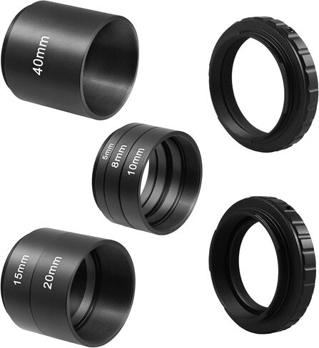 Astromania Astronomical T2-Extension Tube Kit for Cameras and eyepieces - Length 5mm 8mm 10mm 15mm 20mm 40mm - Bundle with - T-Ring Adapter for Nikon&Canon EOS in Saudi Arabia