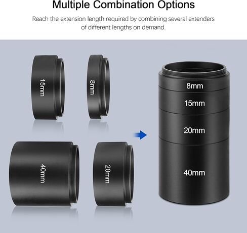 Astromania Astronomical T2 -Extension Tube Kit للكاميرات والعيون - الطول 8 مم 15 مم 20 مم - حزمة مع - 10x60 Deluxe Finder Scope in Saudi Arabia
