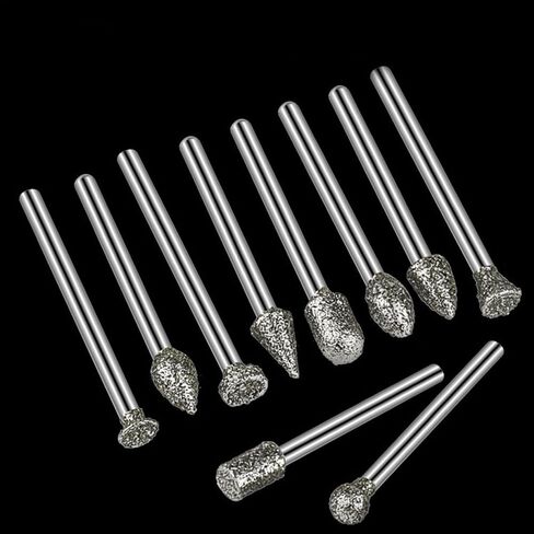20pcs diamond purr burr bur set - إكسسوارات الأدوات الدوارة مجموعة نحت حجرية مع ساق 1/8 بوصة للحجر ، والنحت الخزفي والزجاج ، والطحن ، والتلميع ، والنحت ، والرمل in Saudi Arabia