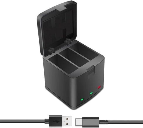 Camera Camera 3-Channel Battery Charger & Storage Case لـ GoPro Hero 12/11/10/9 | Fast Type-C شحن الرصيف لكاميرات العمل | محطة طاقة محمولة مضغوطة لثلاث بطاريات in Saudi Arabia