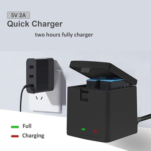 Camera Camera 3-Channel Battery Charger & Storage Case لـ GoPro Hero 12/11/10/9 | Fast Type-C شحن الرصيف لكاميرات العمل | محطة طاقة محمولة مضغوطة لثلاث بطاريات in Saudi Arabia