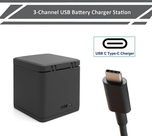 Camera Camera 3-Channel Battery Charger & Storage Case لـ GoPro Hero 12/11/10/9 | Fast Type-C شحن الرصيف لكاميرات العمل | محطة طاقة محمولة مضغوطة لثلاث بطاريات in Saudi Arabia