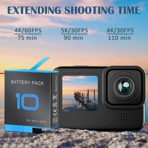 Camera Camera 3-Channel Battery Charger & Storage Case لـ GoPro Hero 12/11/10/9 | Fast Type-C شحن الرصيف لكاميرات العمل | محطة طاقة محمولة مضغوطة لثلاث بطاريات in Saudi Arabia