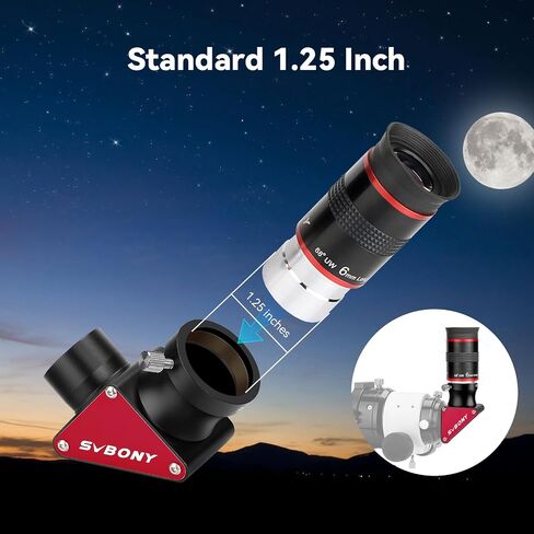 SVBONY Telescope Eyepiece 68° Wide Angle Eyepiece 6mm, and SV188P 90 Degree Dielectric Mirror Star Diagonal Bundle with 3X Barlow Lens, FMC Achromatic Telescope Accessories for Astronomical Visual in Saudi Arabia