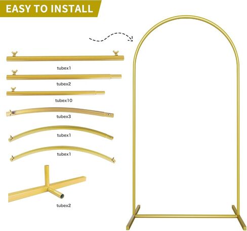 Metal Arch Backdrop Stand Gold Wedding Balloon Arched Backdrop Stand Square Arch Frame for Birthday Party Bridal Baby Shower Ceremony Decoration in 1.5M in Kuwait